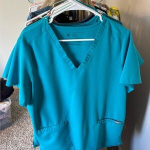 Lot of 3 FIGS Teal Scrub Top Large